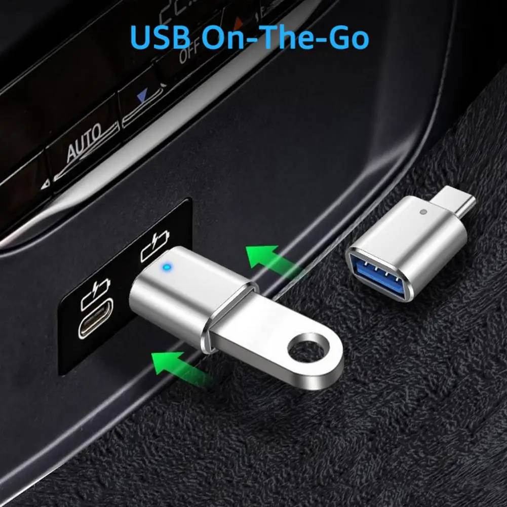 Adaptador de teléfono excelente con luz indicadora, convertidor de teléfono tipo C a USB, convertidor OTG multifuncional para teléfono inteligente