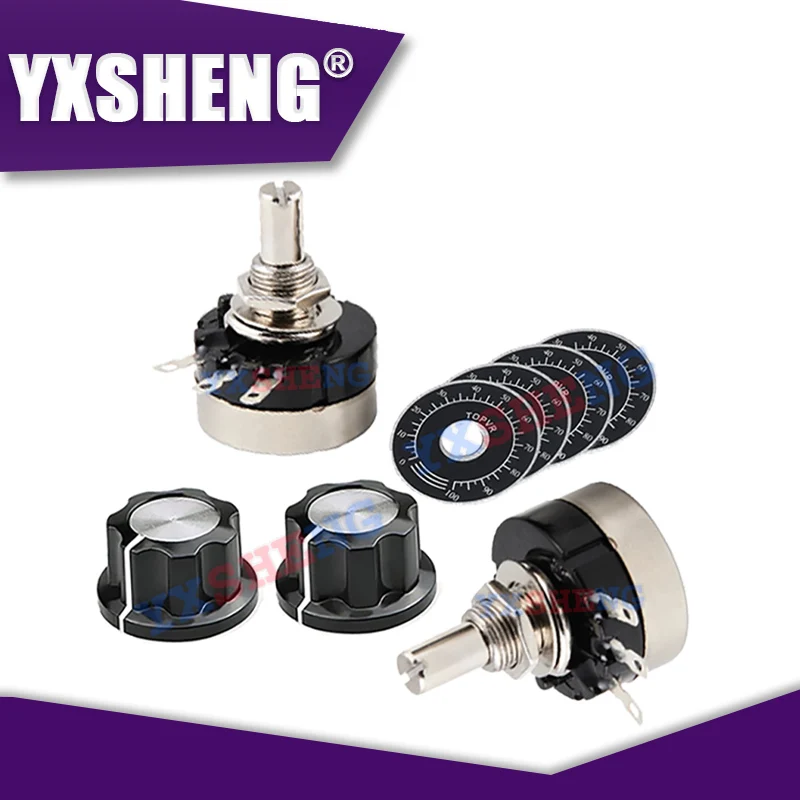 RV24YN20S (3PCS)Sets New Carbon Film Potentiometer，1K 2K 5K 10K 20K 50K 100K 1MΩ Ohm Single Rotary Taper With A03 Knob With Dial