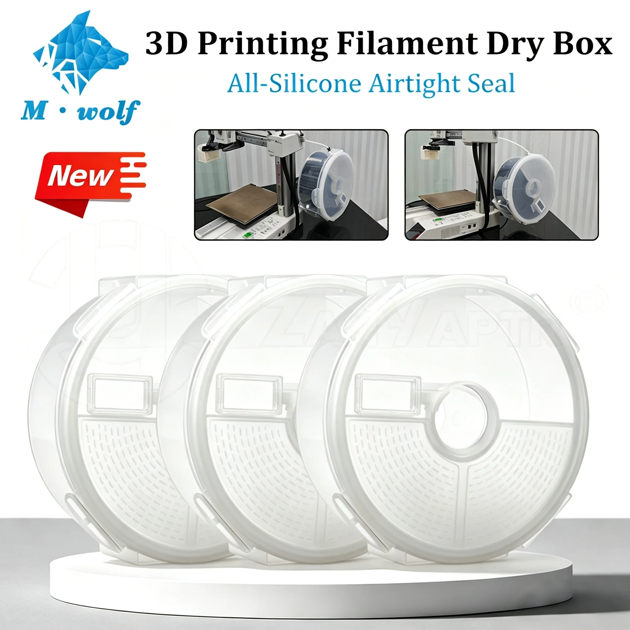 3D Printer New Upgrade 1KG Filament Dry Box Improved Rotary Structure Dustproof Waterproof Filament Spool Storage Case