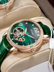 Mode Dames Automatische Mechanische Horloges Diamond Top Merk Luxe Eenvoudige Vrouwen Tourbillon Horloge Vrouwelijke Klok Reloj Mujer