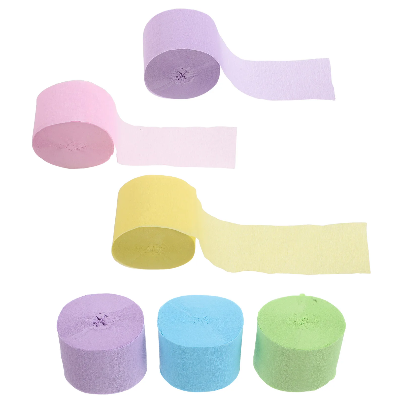 

6 Rolls Ribbon Paper Birthday Streamers Christmas Crepe Hanging Decorations Backdrop Swirls