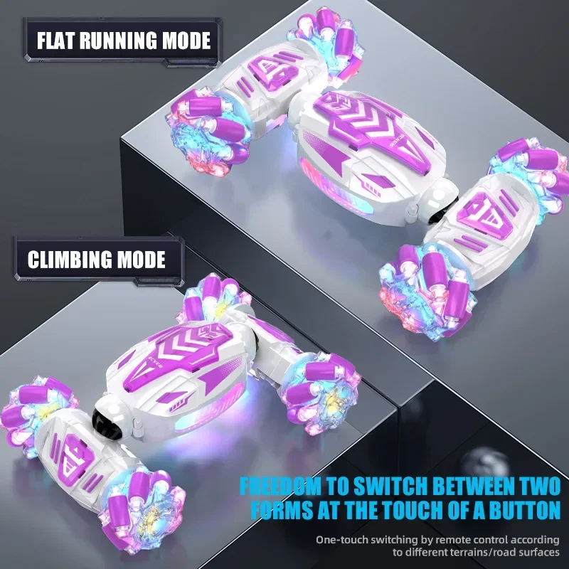 รถบังคับวิทยุ 2.4G รถสตั๊นท์ขนาดเล็ก บิดหมุนได้ ดริฟท์ข้าง ปีนป่าย มีไฟ มีเสียงเพลง ของเล่นรถแข่งสตั๊นท์สำหรับเด็กผู้ชาย ของขวัญสำหรับเด็ก