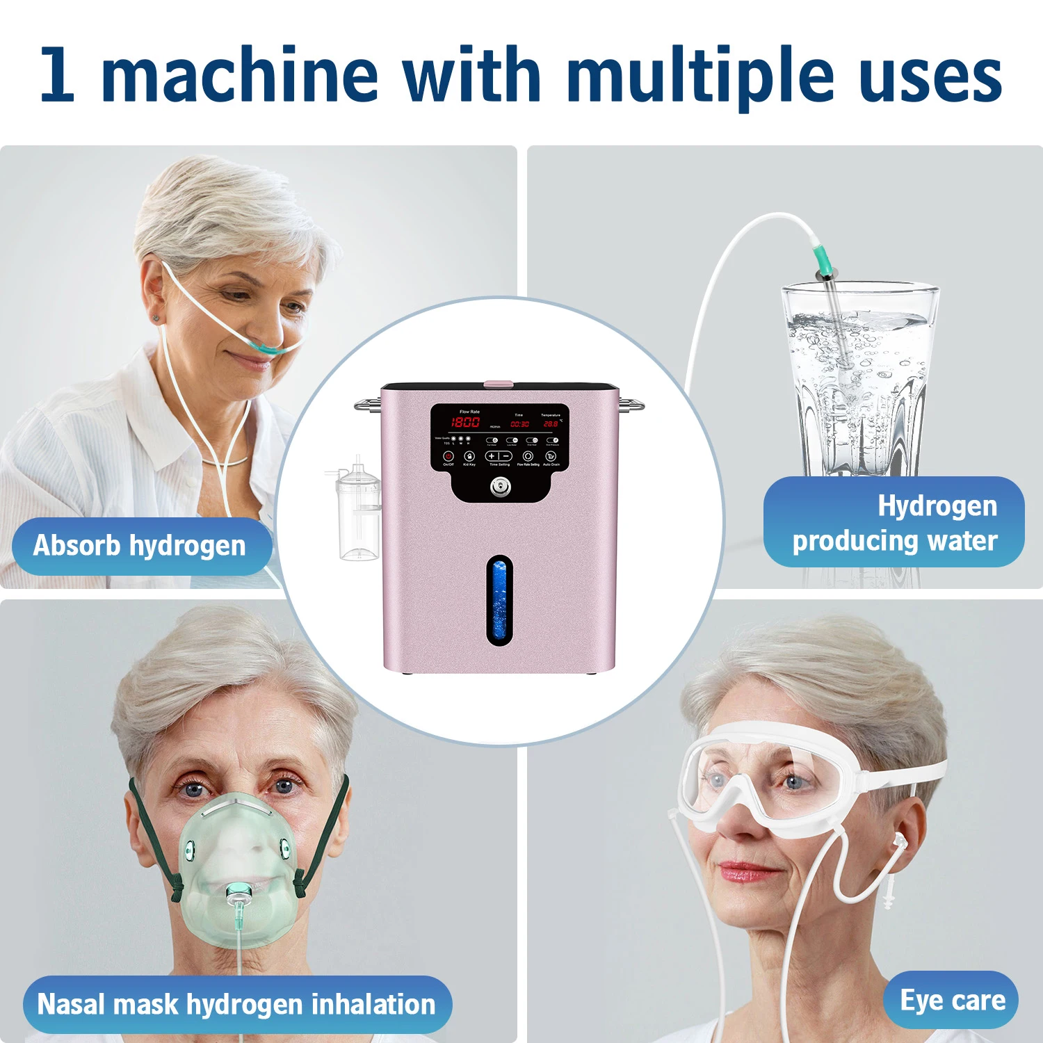 1800ml Hydrogen Oxygen Generator Machine SPE PEM Technology H2 O2 Inhalation Device High Flow Hydrogen Generator Home Wellness