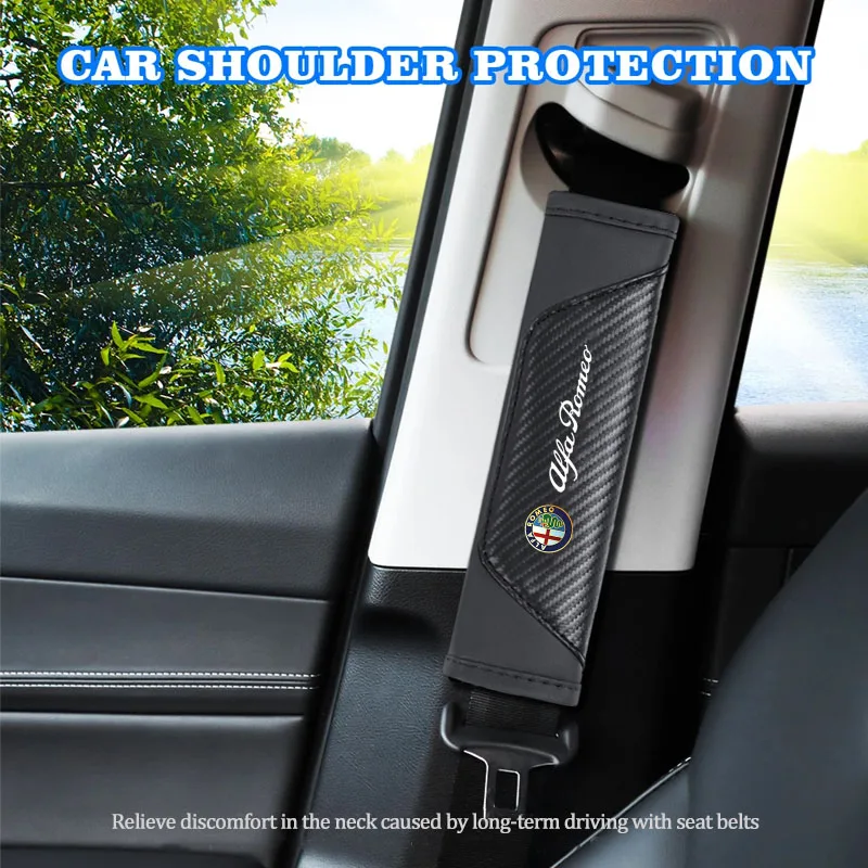 

Leather Car Seat Belt Shoulder Cover Breathable Protection Safety SeatBelt Pad For Alfa Romeo 4C 159 166 Giulia 156 147 8C GT
