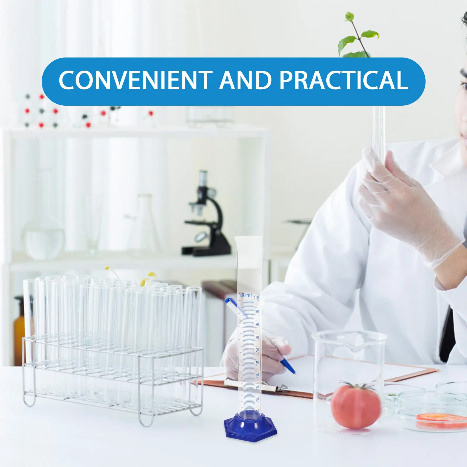 4Pcs Graduated Glass Measuring Cylinders Round Base Laboratory Chemistry Equipment Transparent Heat Resistant Accurate Scale