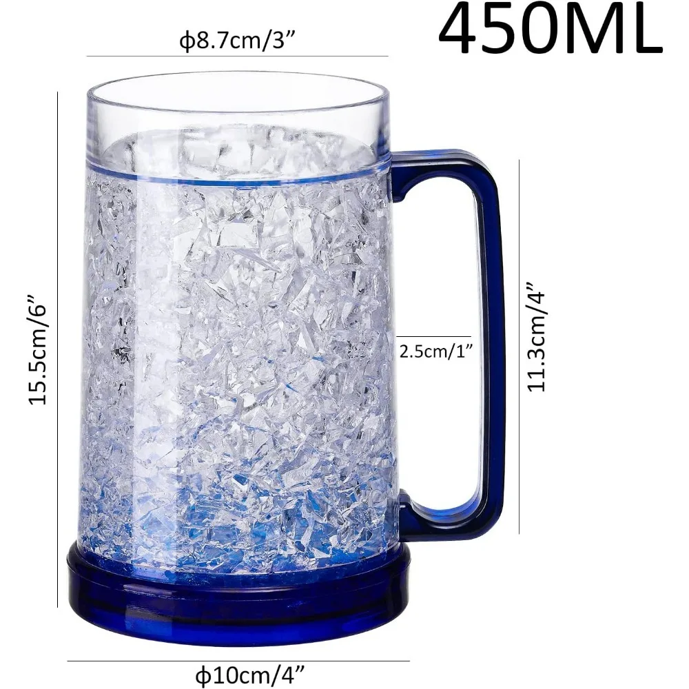 Bicchieri da birra per congelatore da 15 once bicchieri da whisky in plastica con Gel isolante a doppia parete per feste all\'aperto per amici