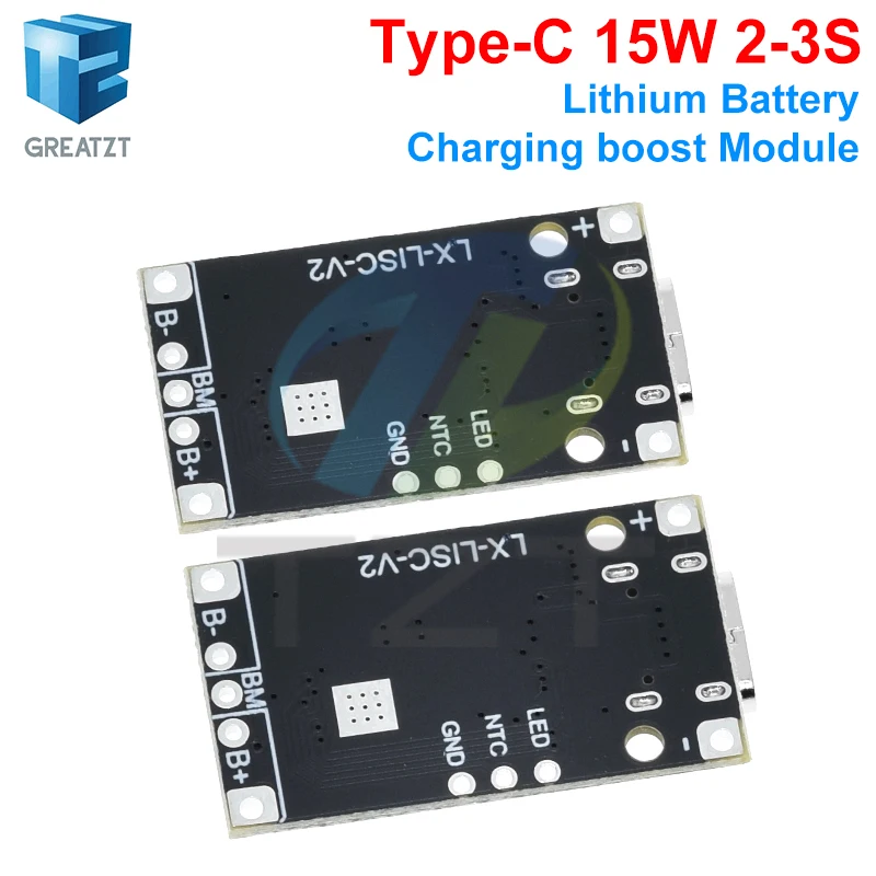 Type-C USB 2-3S BMS 15W 8.4V 12.6V 1.5A Lithium Battery Charging Boost Module With Balanced Support Fast Charge With Indicator