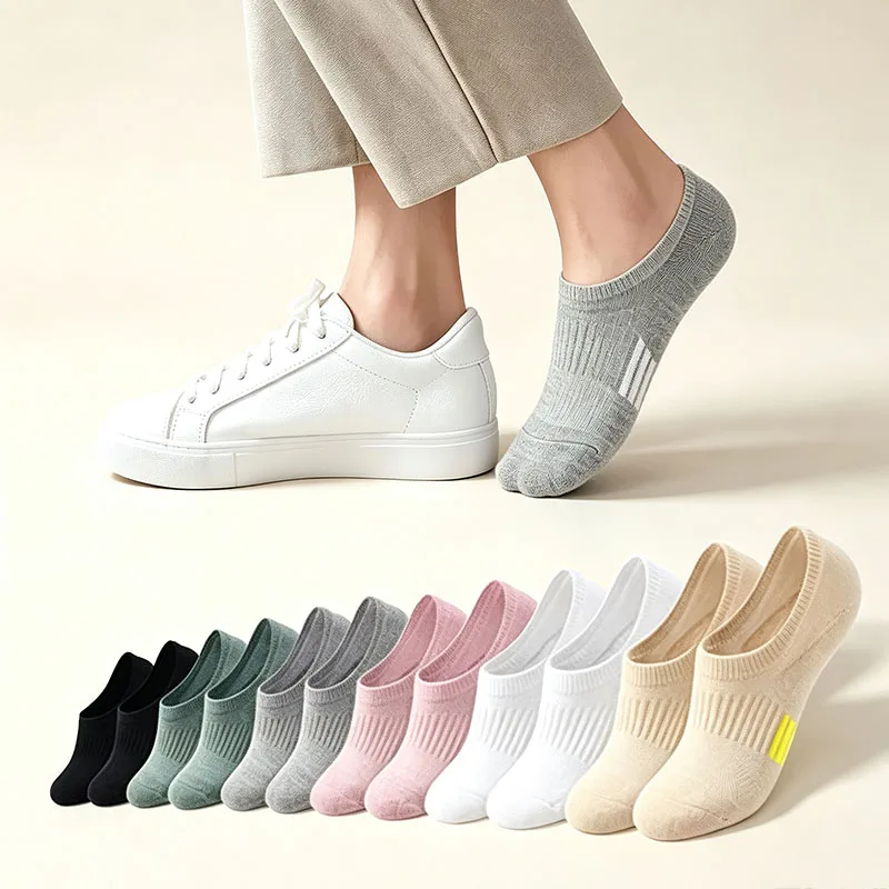 1/6 Pairs Women Invisible Low Cut Sports Socks Spring Summer Thin Style Sweat Absorbing Breathable Running Fitness Leisure Socks