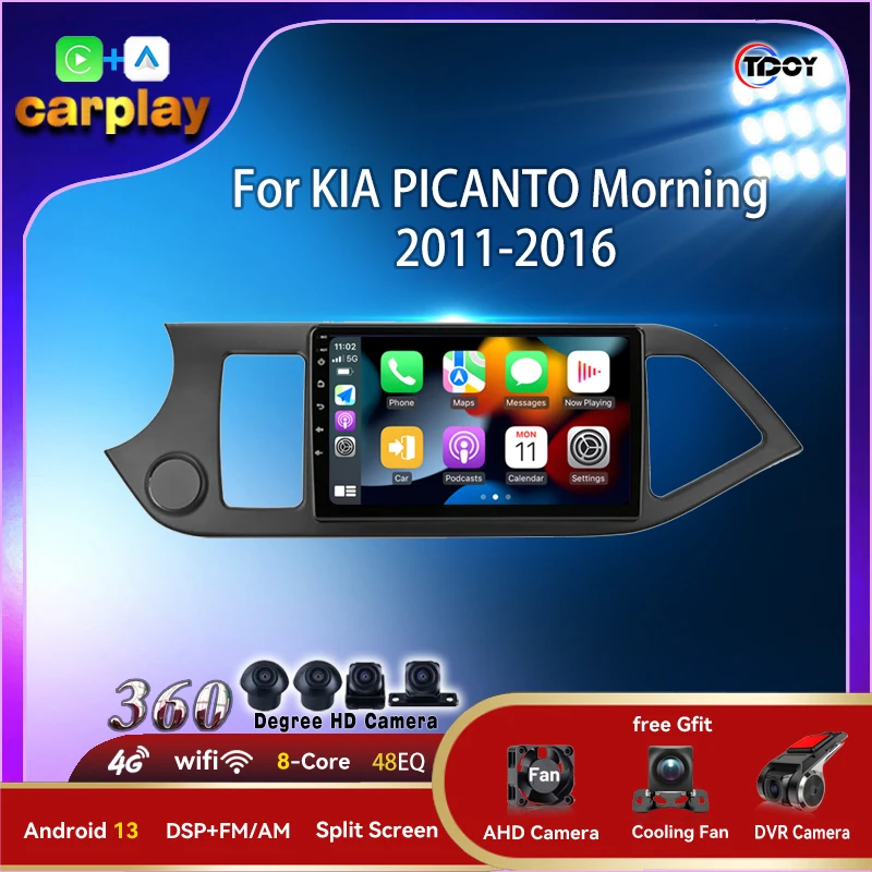 Radio mobil Android 13 untuk KIA PICANTO Morning 2011-2016 Video 2Din Android Carplay otomotif Multimedia nirkabel