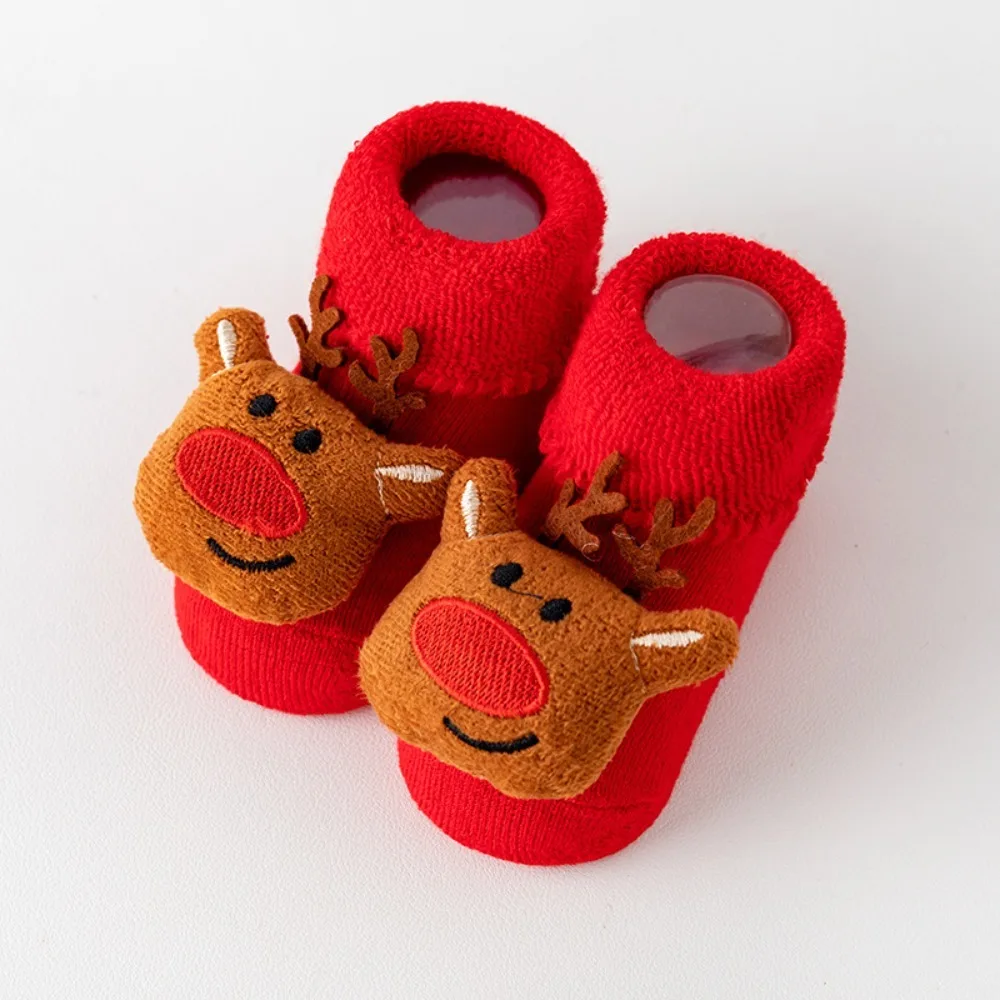 Christmas Elements Baby Socks Winter Warm Soft Toddler Non-slip Floor Socks Coral Fleece Breathable Baby Hosiery Baby Boys Girls