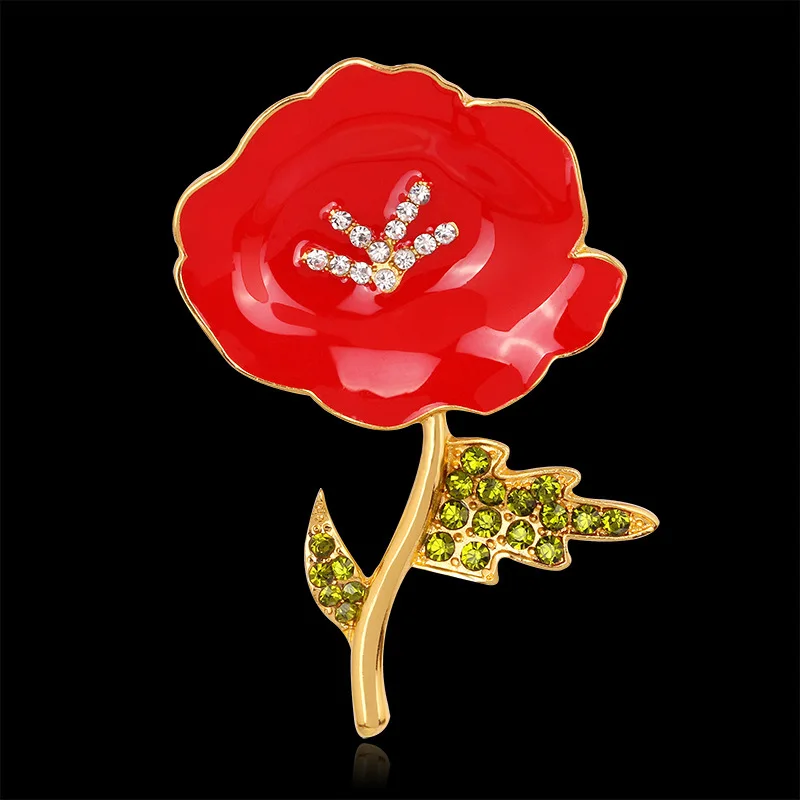 Foreign Trade UK Memorial Rhinestone Pin, Oil Drop Diamond Poppy Safflower Brooch, Spot Supply