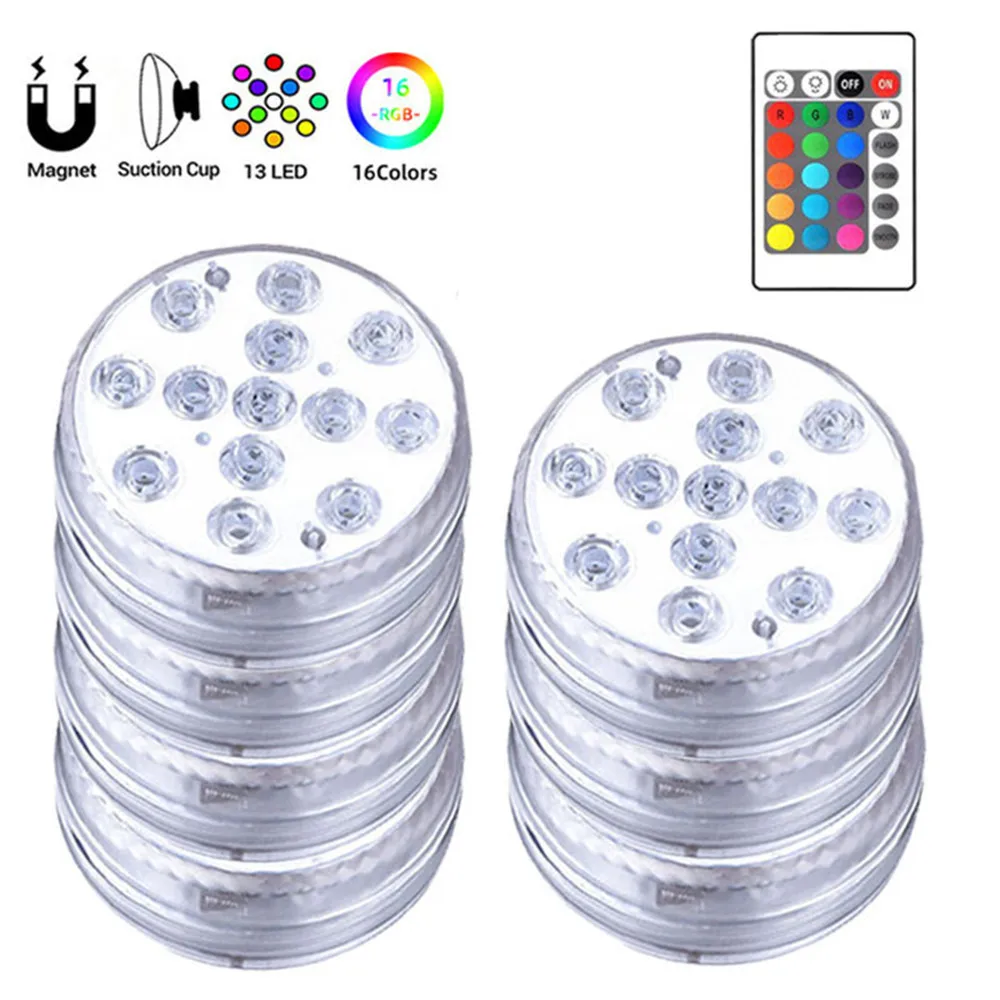 

13 LEDs Submersible Lights RGB Underwater Lights Aquarium Lamp for Fountain Pond Pool Vase Fish Tank Wedding Decor Pool Lights
