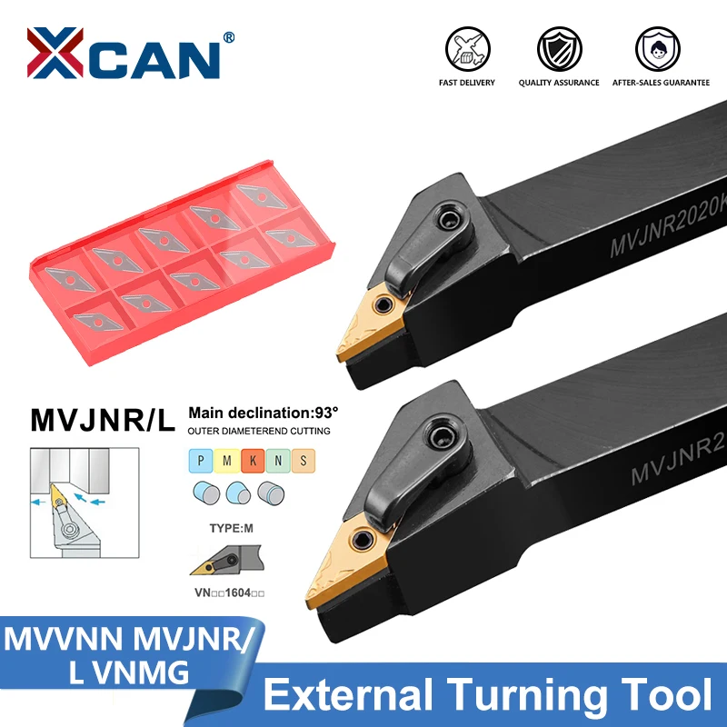 

XCAN 10pcs VNMG Carbide Insert MVVNN MVJNR/L External Turning Tool Holder MVJNR2525M16 MVJNL2020K16 CNC Lathe Bar Cutting Tool