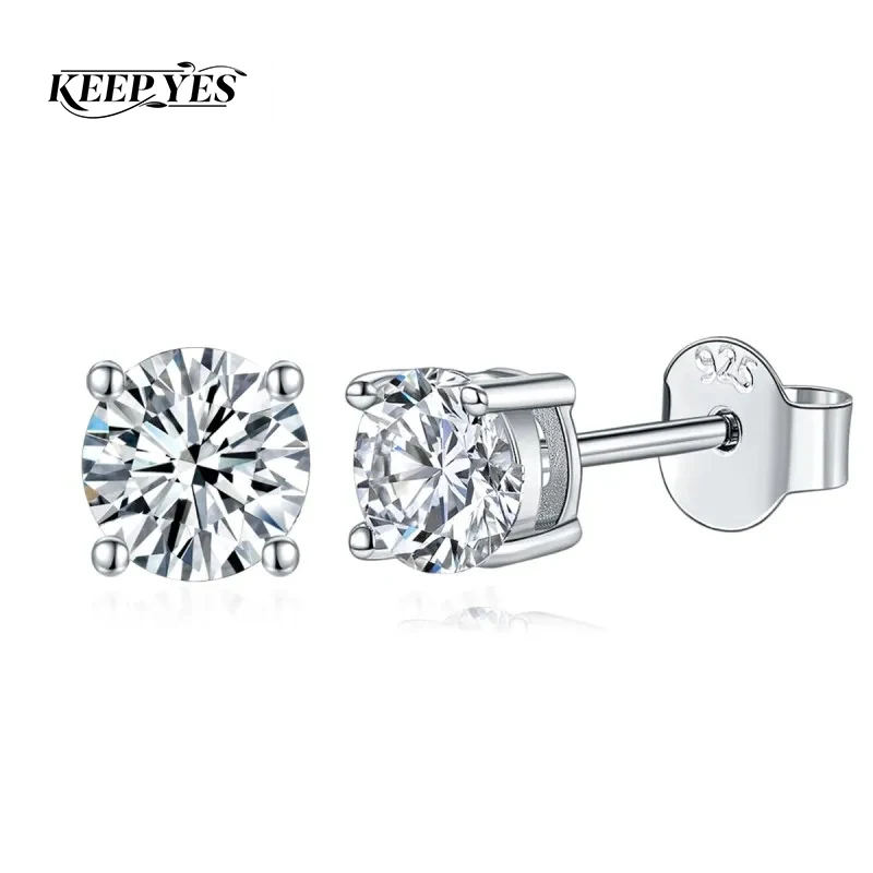 

Серьги-гвоздики KEEP YES с муассанитом 1-2 карата, 8 мм, для женщин, круглой огранки, сверкающие, под бриллиант, из стерлингового серебра 925 пробы, изысканные ювелирные изделия