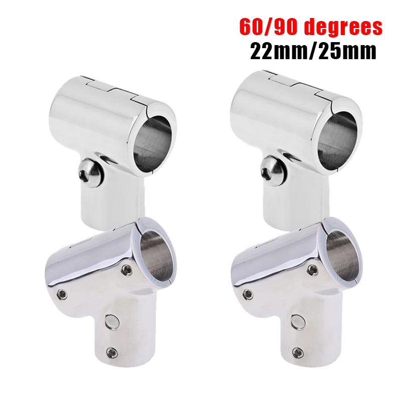 22/25mm Boat Marine Handrail Stainless Steel Boat Railing 60/90 Degrees T/Tee Fitting Rail 3 Way Tube Connecting Pipe Fitting