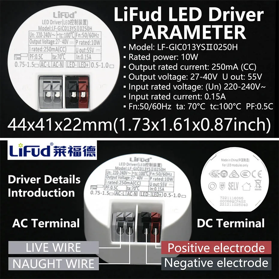 Lifud LED-Treiber 10 W 12 W 14 W 18 W 20 W 30 W 40 W LED-Netzteil AC 220 V 240 V Beleuchtungstransformator CE CB TÜV SAA RCM-Zertifizierung – Detail 1