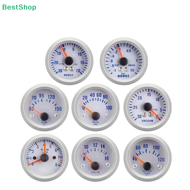 GAUGE 2 Inch 52mm LED Auto Refit Car Pointer Boost Water Temp Oil Temp Oil Pressure Tachometer Volt Vacuum Gauge