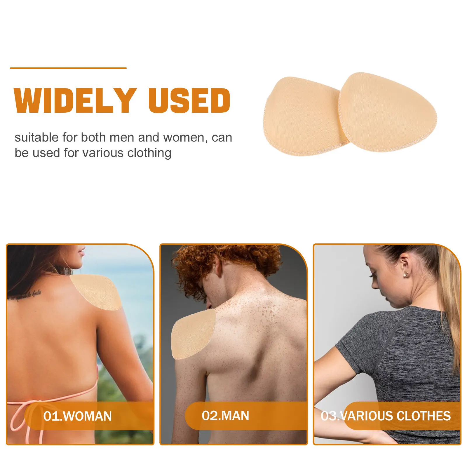 2Pairs Shoulder Pads No Sew Sponge Shoulder Pad Skin Tone Beige Right Angle Foam Enhancer for Jackets Coats Clothes