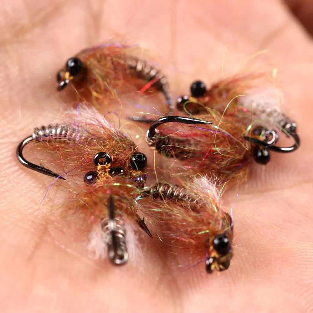 Wifreo 6PCS/Lot Fly Fishing Dragonfly Nymphs Brown on Number #8 Dry Fly Hook Trout Bass Panfish Fishing Lure Flies