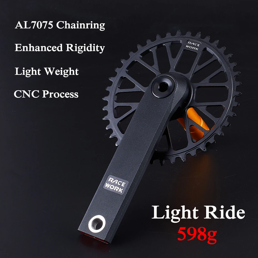 RACEWORK Road Bike Crankset 9/10/11/12 Speed CNC 170mm Hollow Bicycle Crank 40/42/44/46T Single Chainring With BB For GXP Gravel