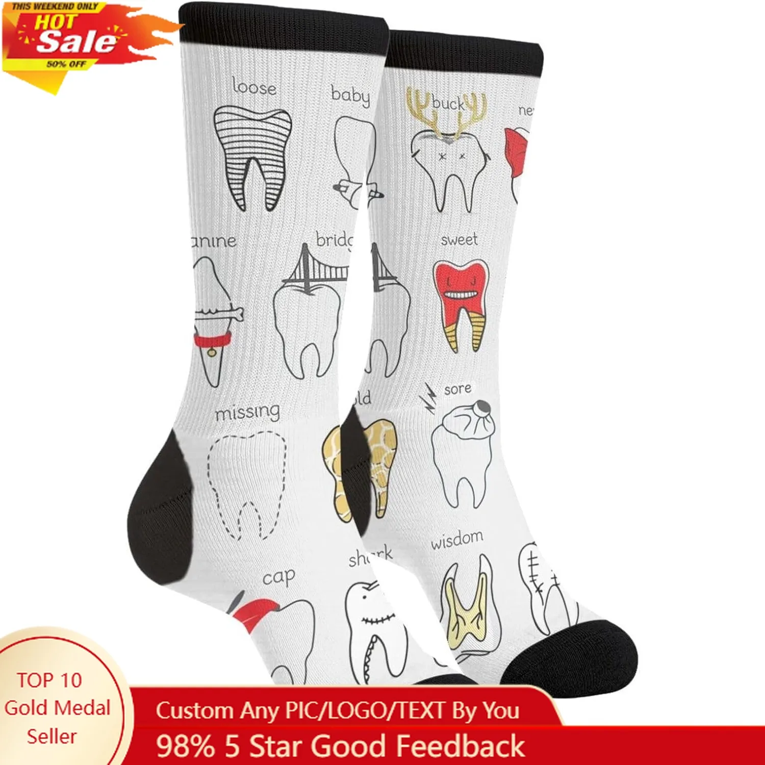 

Funny Novelty Crazy Crew Men's Women's Casual Dress Socks