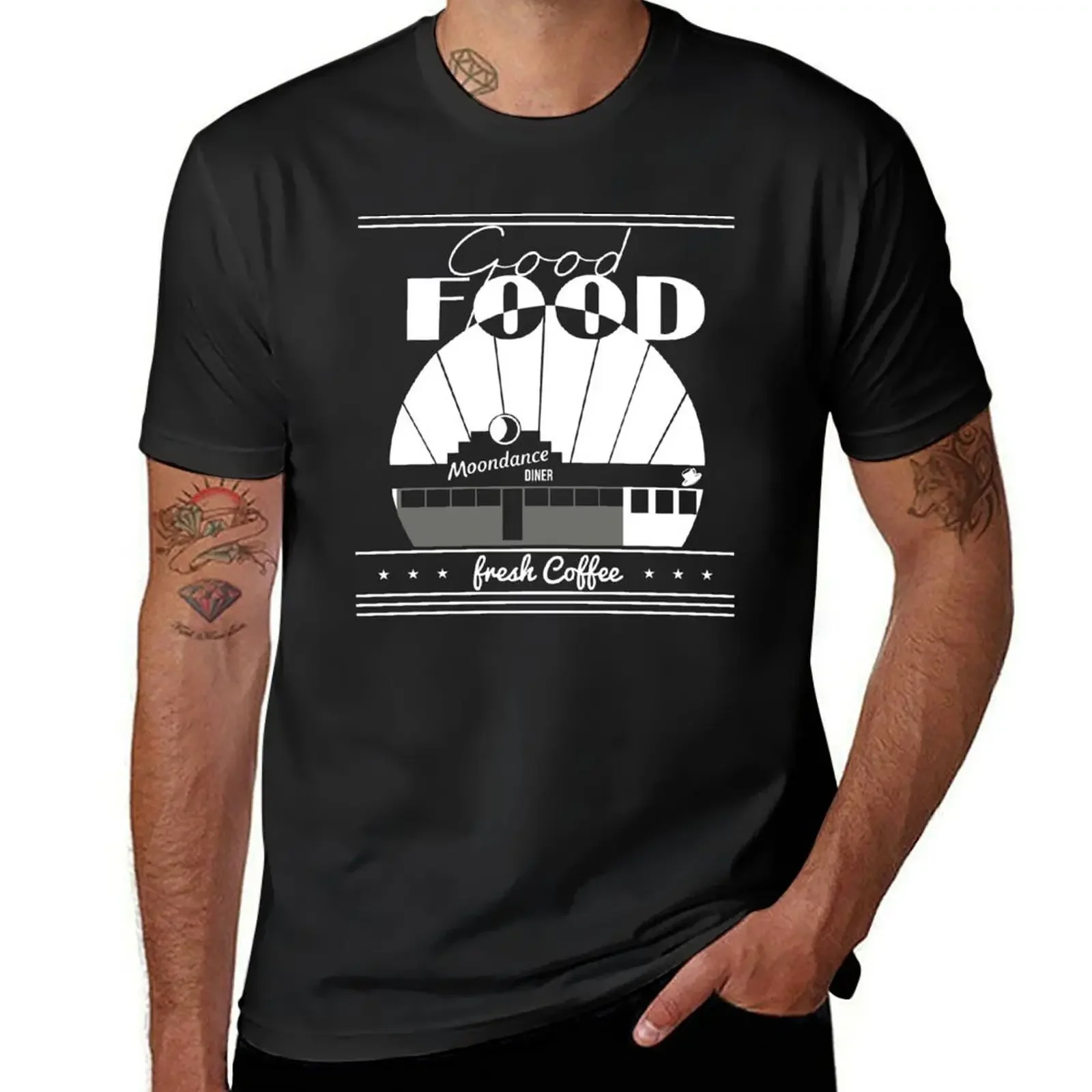 TICK BOOM GOOD FOOD MOONDANCE DINER FRESH COFFEE GIFT T-Shirt graphic t shirt vintage rapper graphic tees mens graphic t-shirts