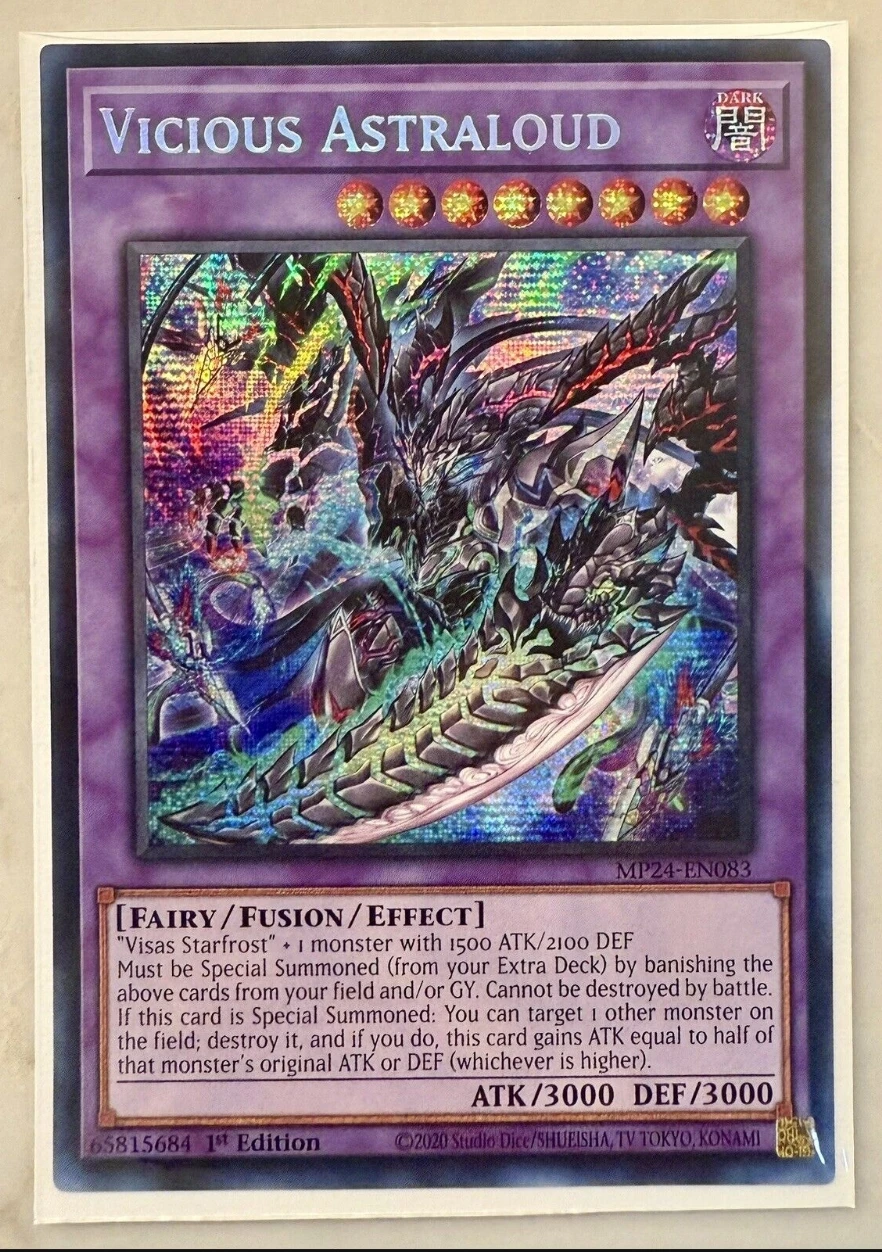 

Yugioh KONAMI Duel Monsters TCG MP24-EN083 Vicious Astraloud Secret Rare English 1st Edition Collection Mint Card