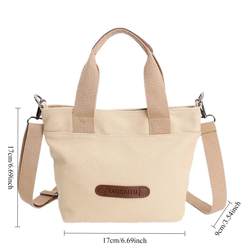 

Canvas Handheld Crossbody Bag Zipper Opening Design with Adjustable Shoulder Strap Daily Versatile Commuter Portable Tote Bag