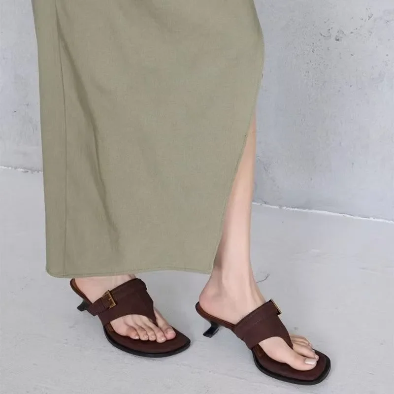 

Женские тапочки с квадратным носком, сандалии на высоком каблуке, обувь для вечеринок, лето 2029, дизайнерское платье, элегантная милая обувь, шлепанцы с открытым носком, Muje