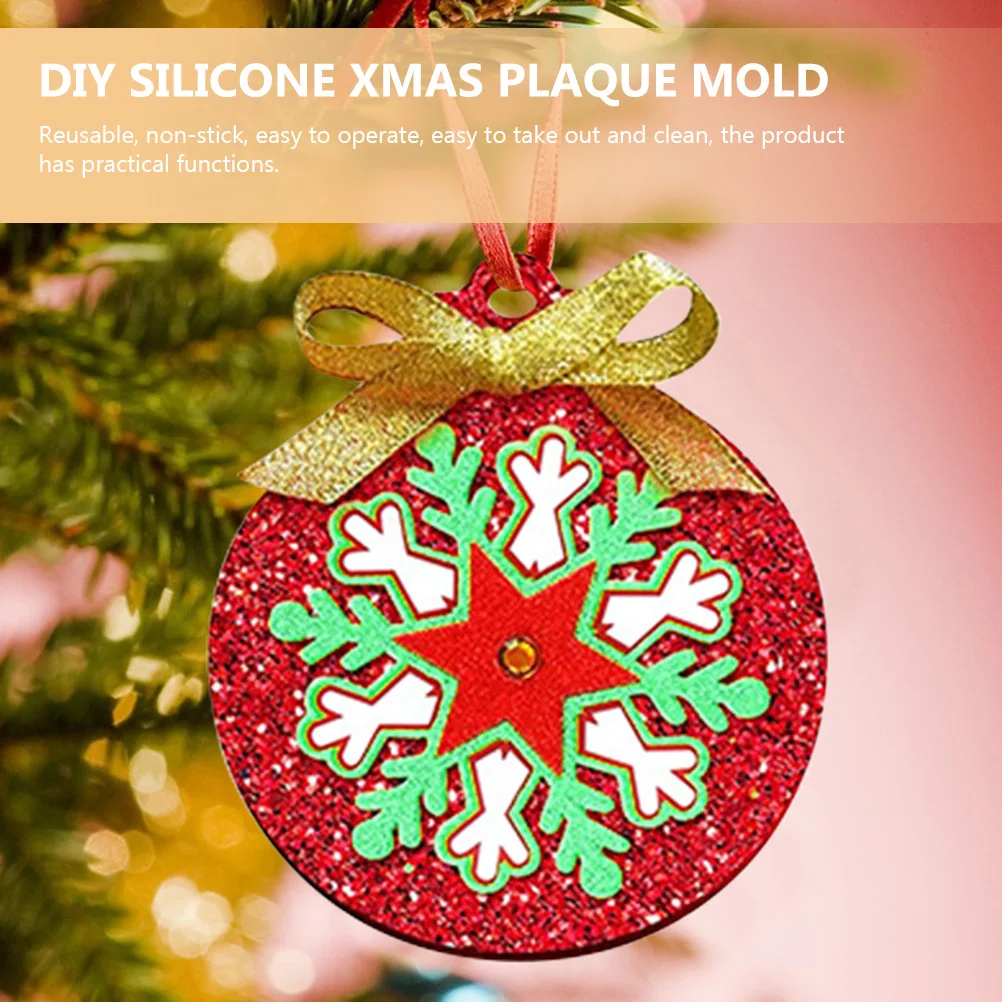 

4Pcs Silicone DIY Round Plaque Mold Reusable Non Stick Epoxy Casting Mold Xmas Plaque Decor Craft Tool for Handmade Keychain