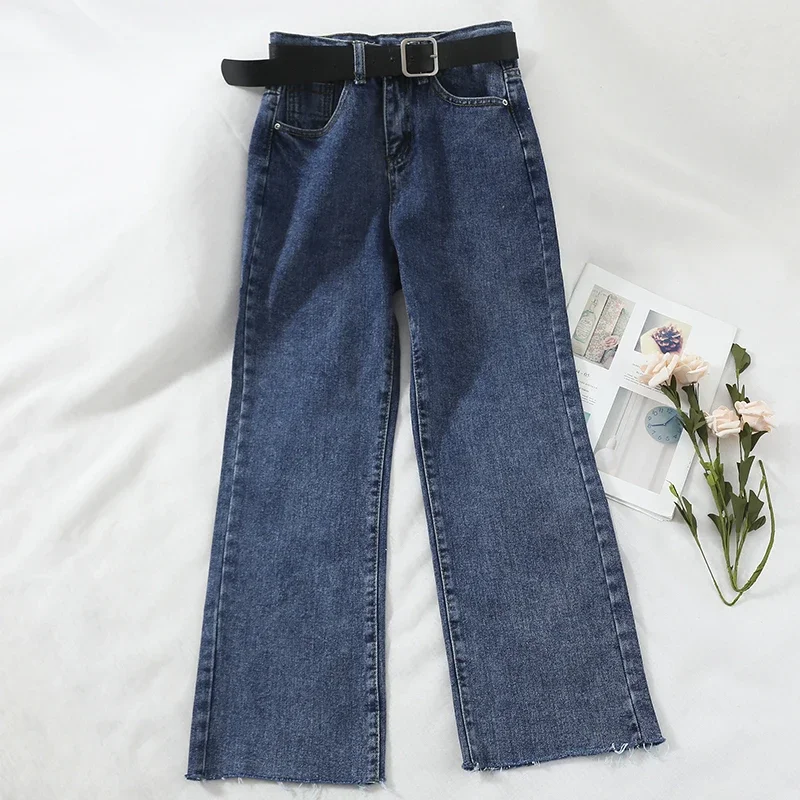 Korean Fashion Versatile Casual Style Versatile High Waist Straight Tube Loose Thin Age Reducing Denim Pants