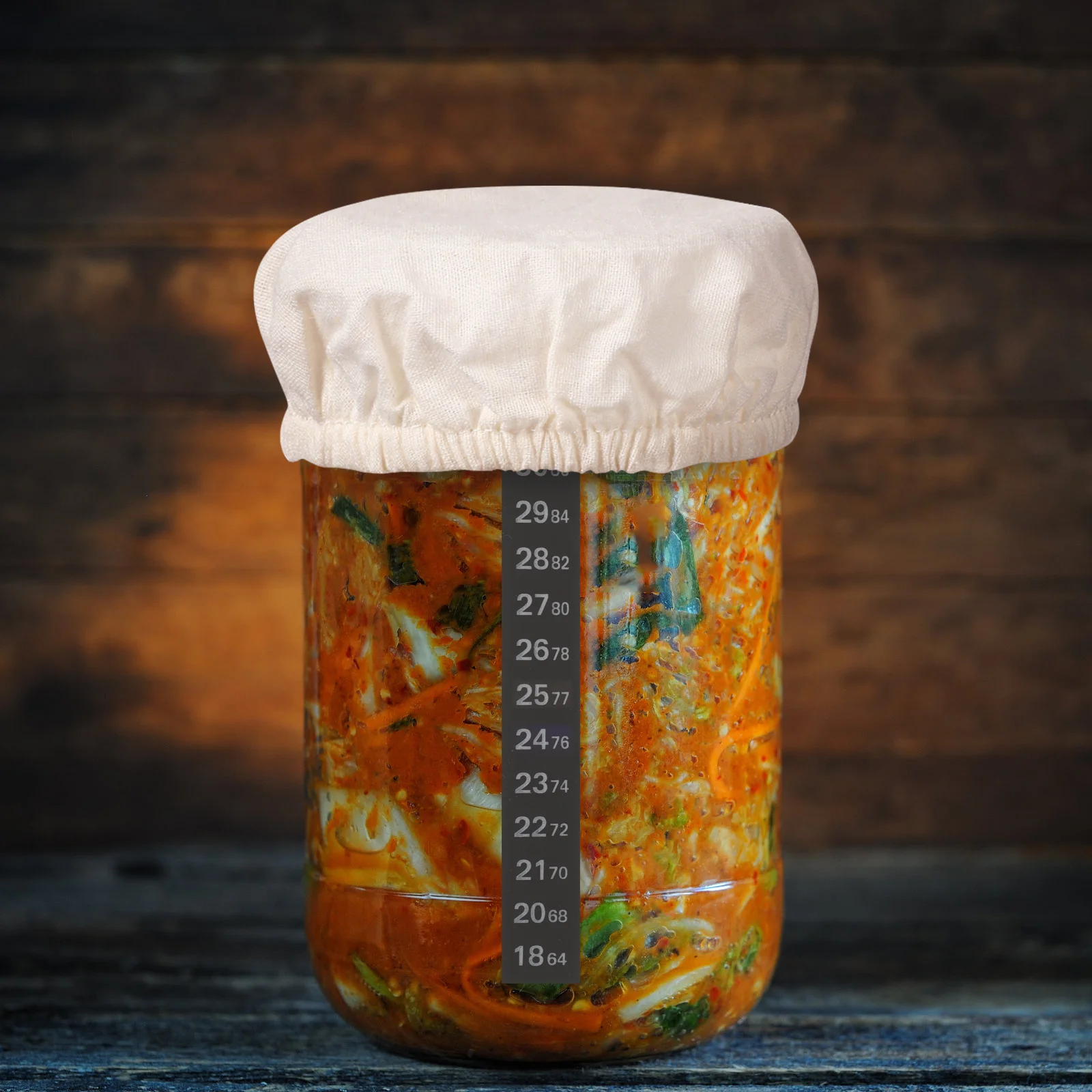 

1Set Sourdough Starter Jar Kit with Breathable Cloth Cover Temperature Monitoring Sticker Date Tracking Bands for Fermentation