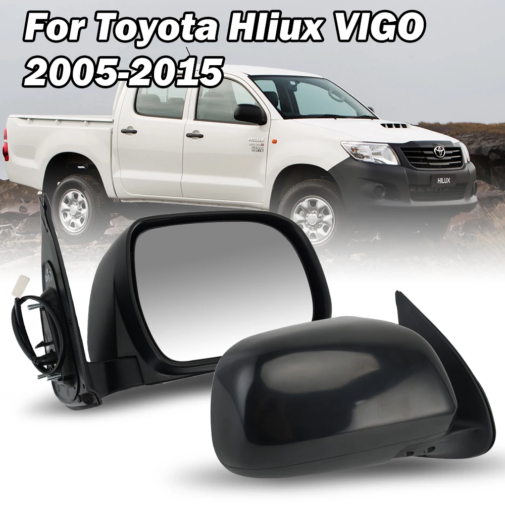 

Трехконтактное боковое зеркало в сборе для Toyota Hilux Vigo 2005-2015 грунтовка черная Электрическая регулировка Внешнее Зеркало для автозапчастей