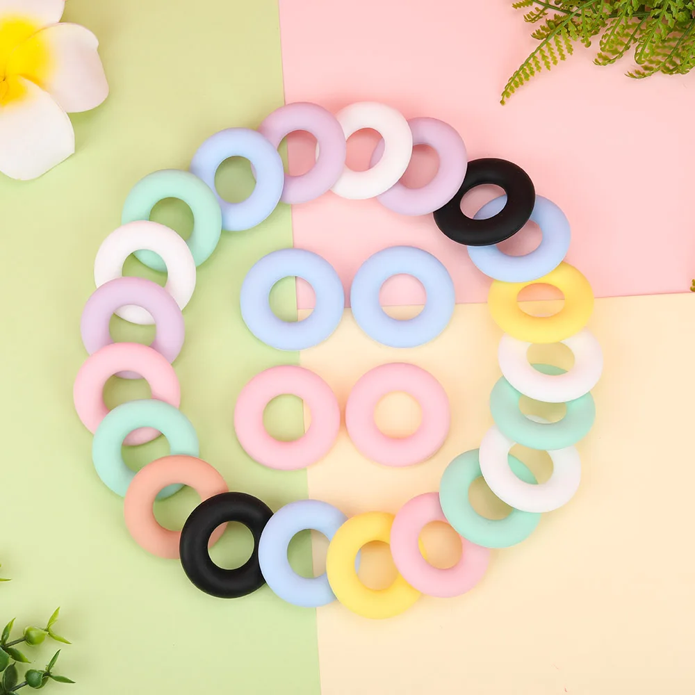 

8 Pcs 43mm Silicone Ring Beads DIY Pacifier Chain Accessories Beads For Jewelry Making Charms For Bracelet