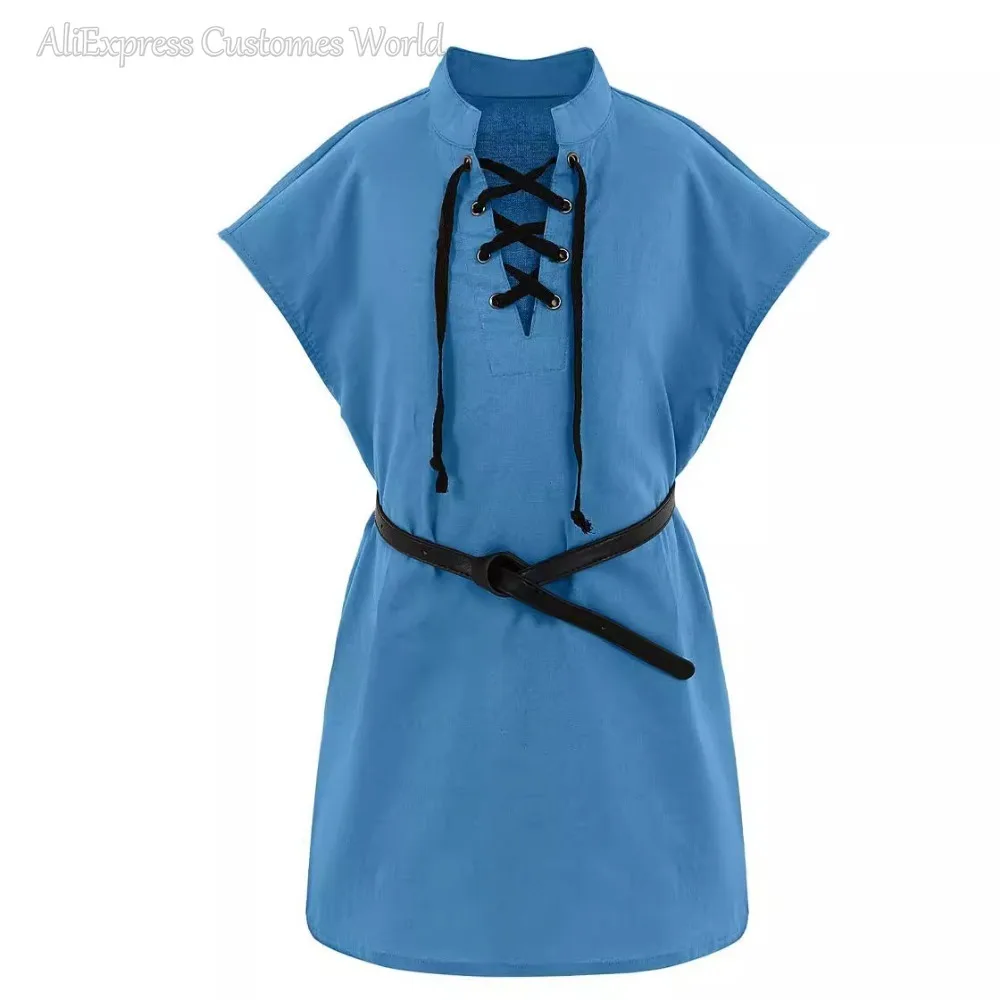 Crianças Medieval Renaissance Noivos pirata túnica top, traje grande, camisa com renda, meia-idade, viking cosplay, top guerreiro, meninos, menina