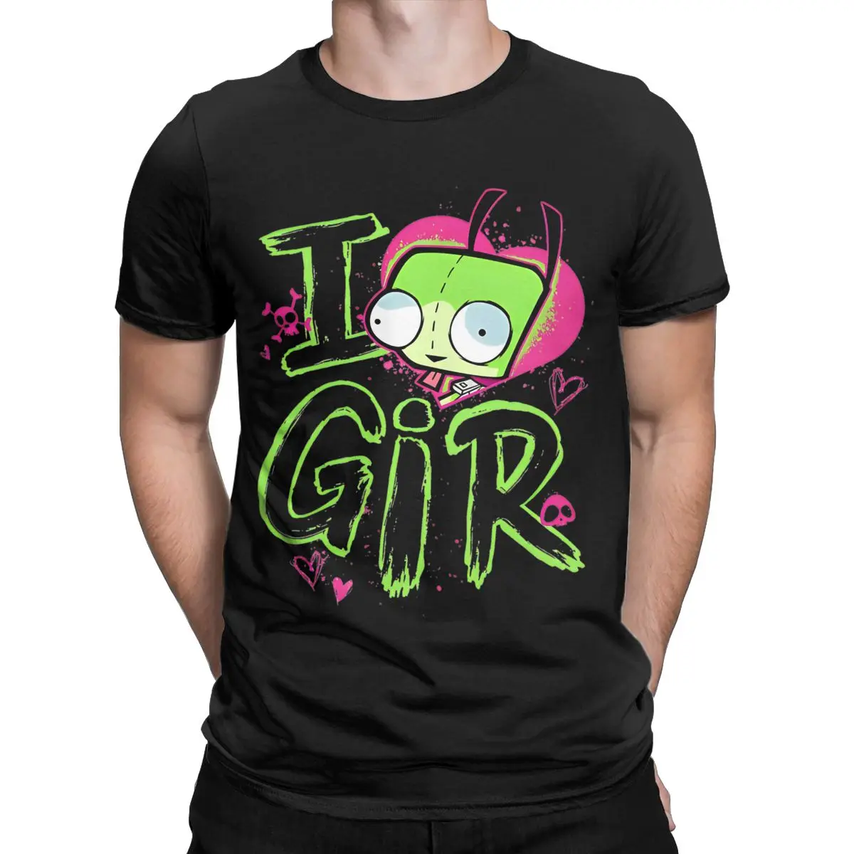 

Мужские футболки Invader Zim День Святого Валентина I Love компьютерная футболка из хлопка с круглым вырезом одежда с графическим принтом