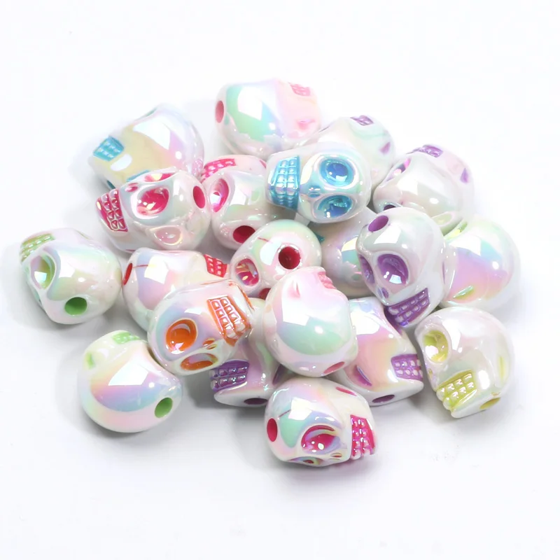 10 stücke 10x13mm ABS Halloween Schädel Perlen Gemischte Acryl Perlen Für Schmuck Machen Armband Halskette Ohrring diy Dekor Zubehör