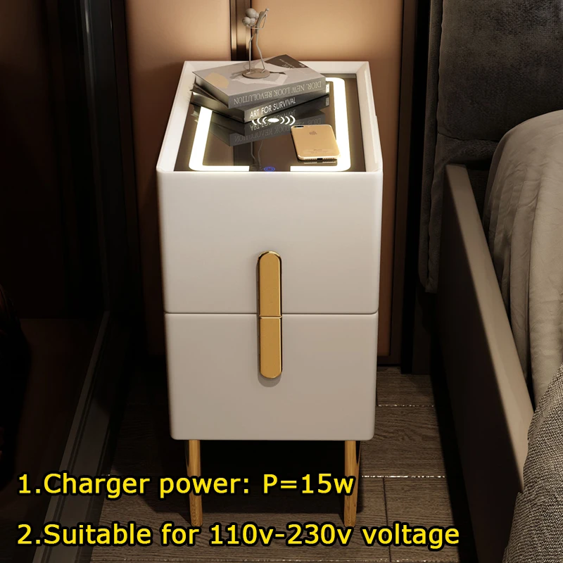 Ultra-narrow Smart Bedside Cabinet Rechargeable Multifunctional Italian Charging USB Narrow Minimalist Nachttisch Home Furniture