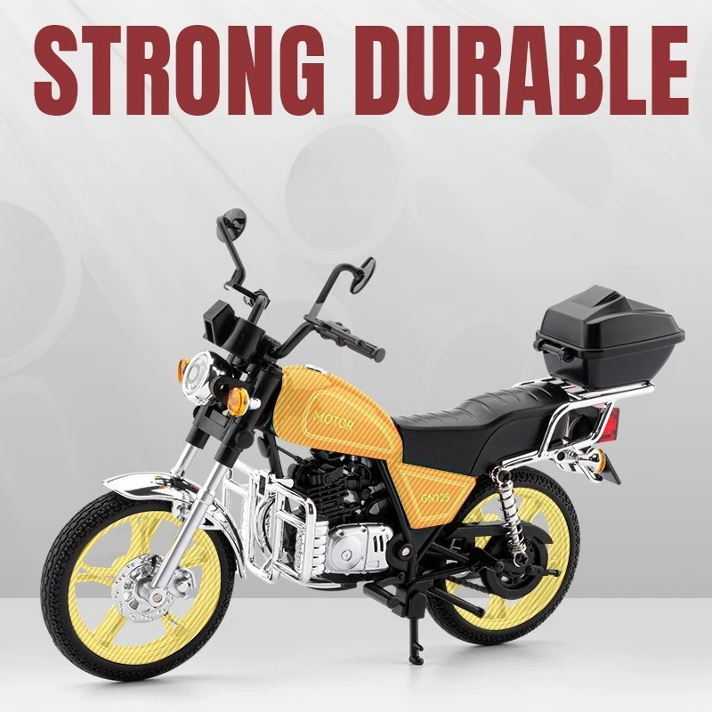 Model motocykla Haojue GN125 w skali 1/12, odlewany z metalu, miniaturowy, prezent urodzinowy dla chłopca, dekoracja domu.