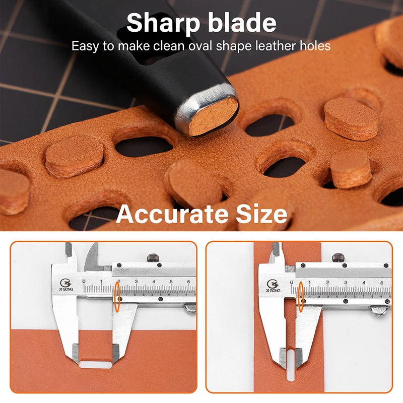 WUTA 2-7Pcs Set Commonly Used Leather Punches Kit Oblong Hole Punching Tools Belt Flat Round Hollow Puncher Leather DIY Craft