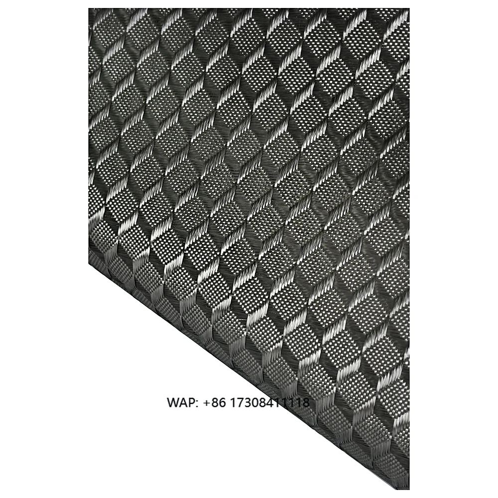 1.5m Wide Jacquard Plaid Carbon Fiber Fabric with 3D Square Design for Cars Luggage Bags Outdoor Home Decor Shoes Industrial Use
