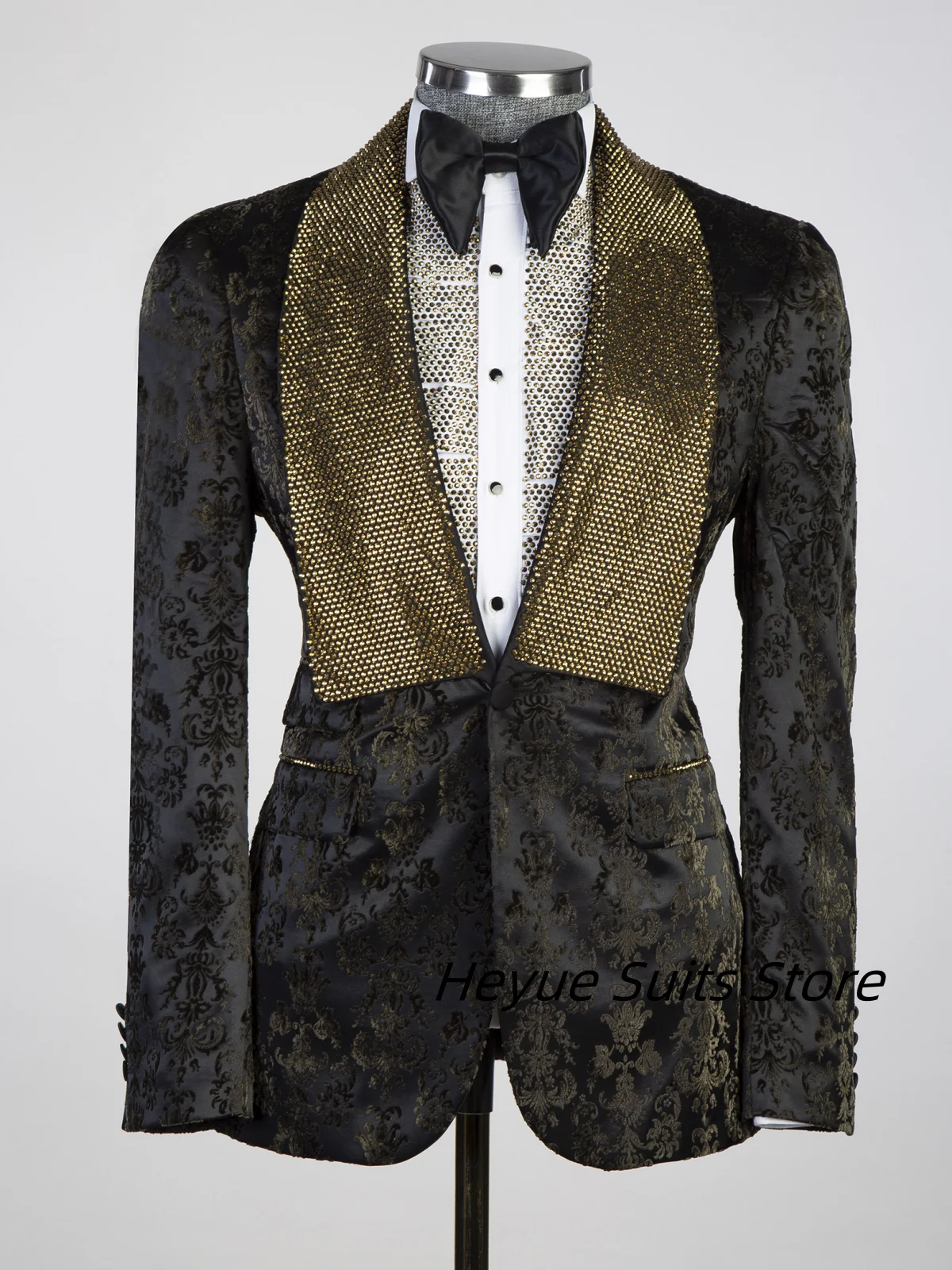 

Luxury Jacquard Diamond Men Suits Slim Fit Groom Wedding Tuxedos Dinner Party 3 Pieces Sets Male Blazers Fashion ropa hombre