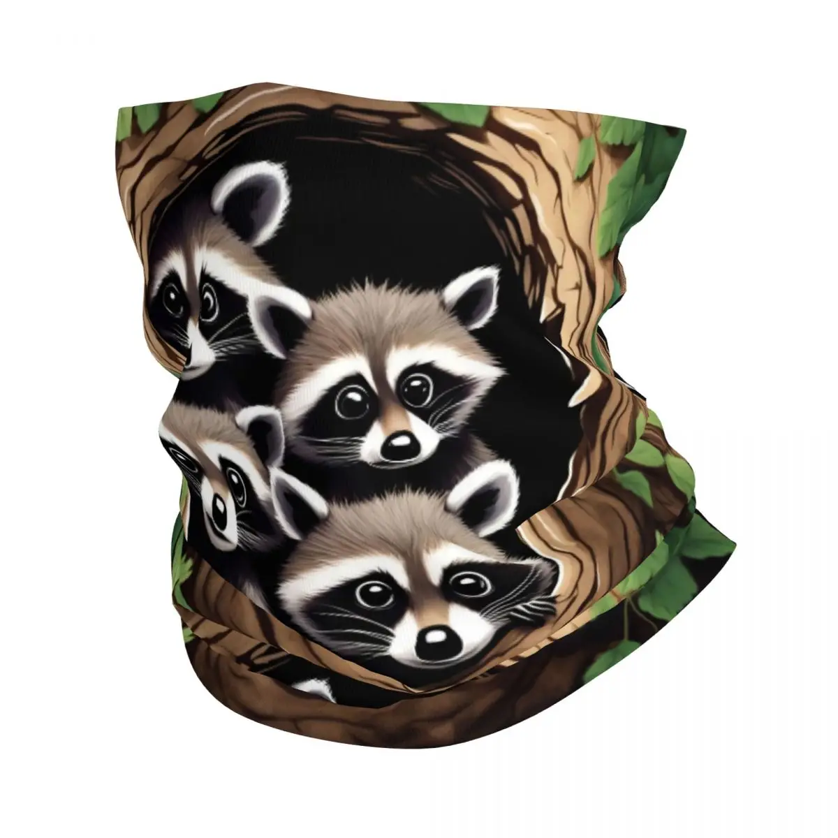 

Забавный бандана с изображением енота на заказ, теплый шарф для шеи для мужчин и женщин, зимний походный лыжный шарф, гетры, чехол для лица