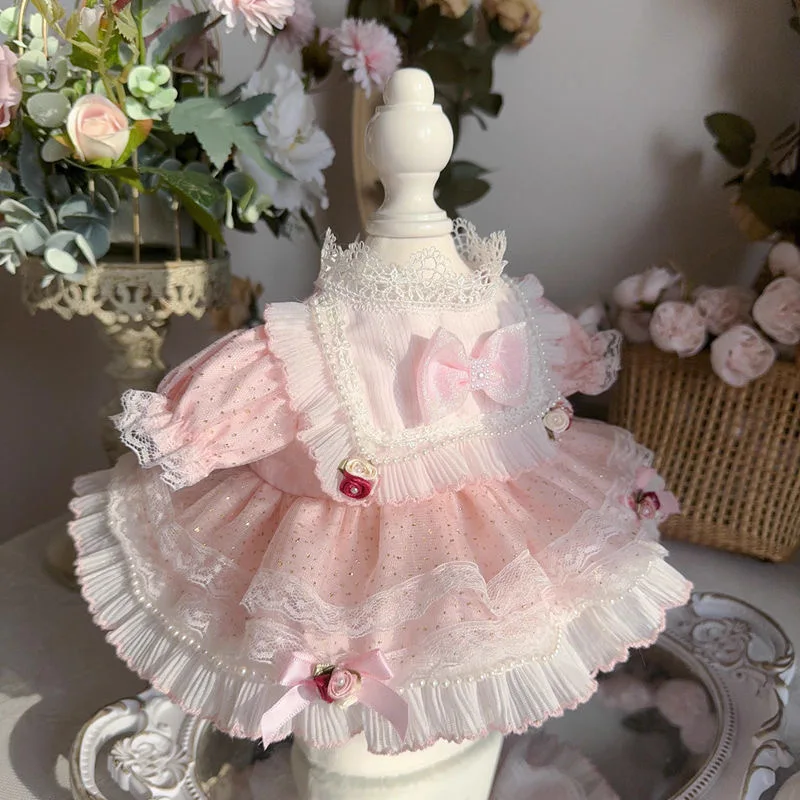 Pink 10cm cotton doll clothes 20cm doll dress 15cm doll skirt free shipping