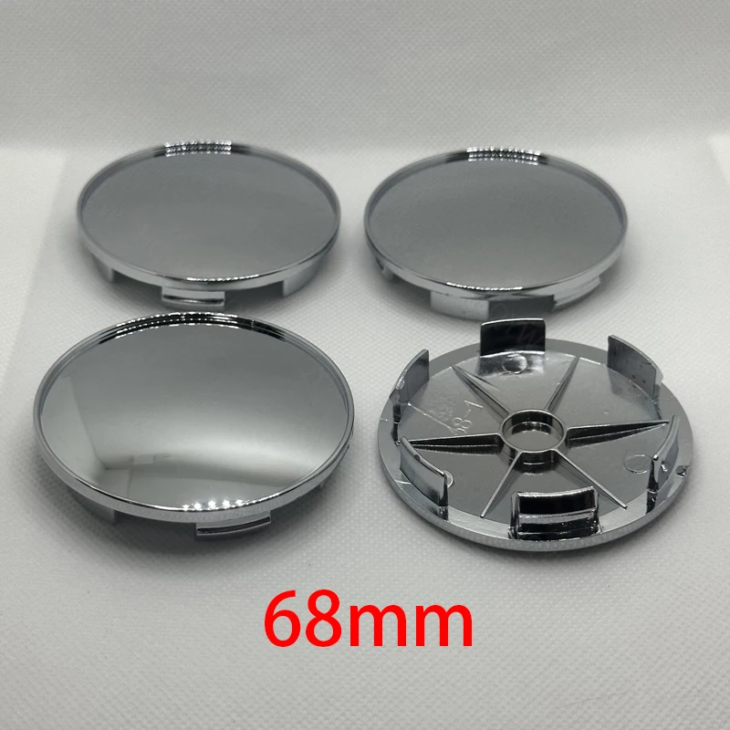 Carro Roda Centro Hub Caps Capa Kit, Durável, Preto, Prata, Plástico, Carro Styling Peças, Acessórios Do Carro, 68mm, 4Pcs, Conjunto