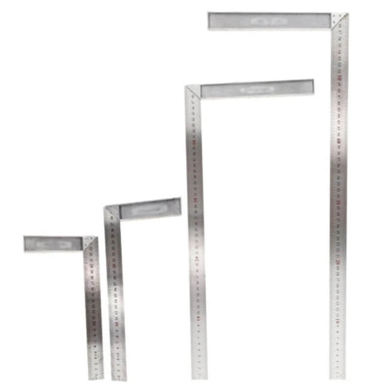 L Square Ruler Angle 90 Turning Ruler Woodworking Measuring Tool 250mm-600mm Metal Straight Woodworking Tools