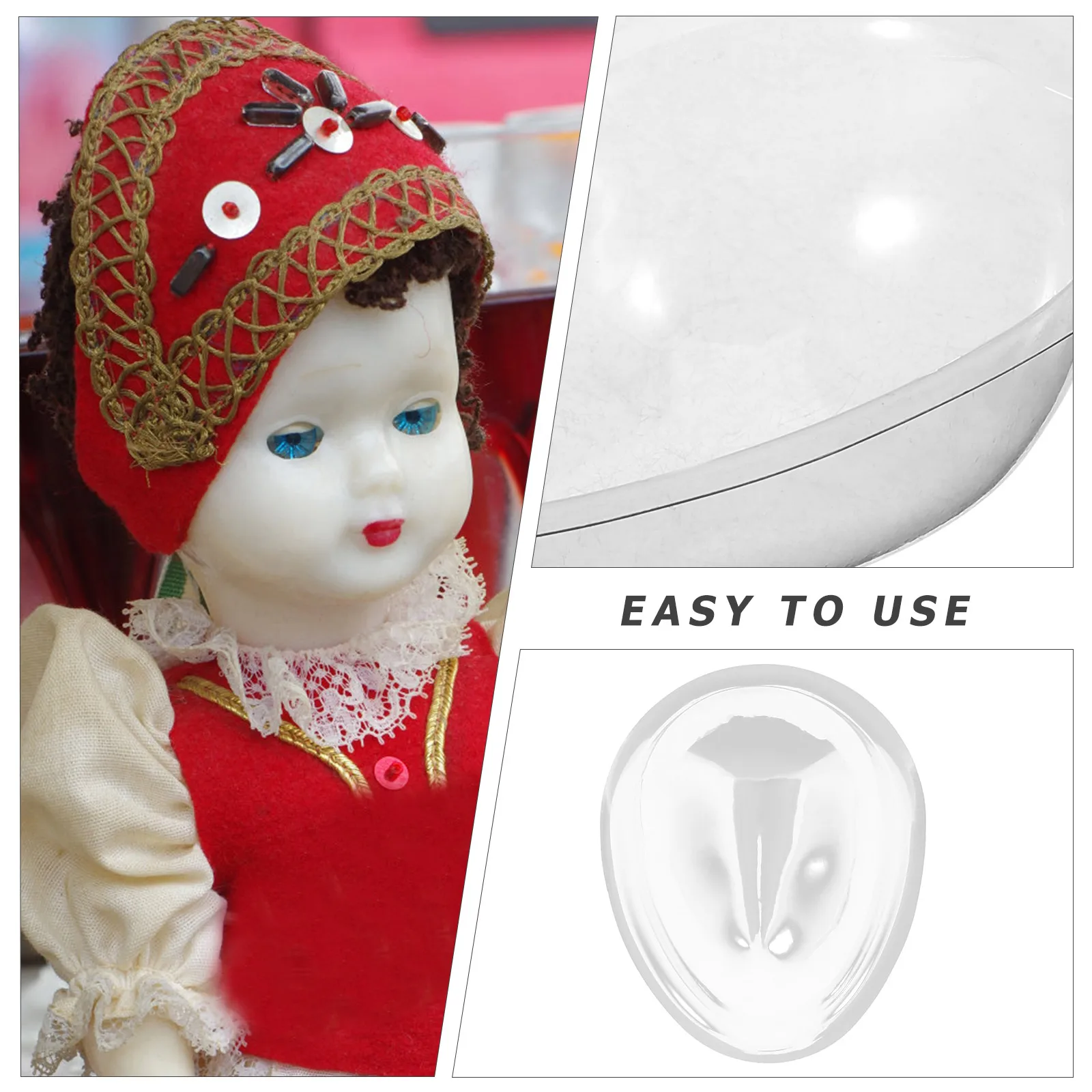 

4Pcs Clear Plastic Mini Face Covers for Bjd Protection Makeup Mask DIY Craft Accessories Plastic Mask