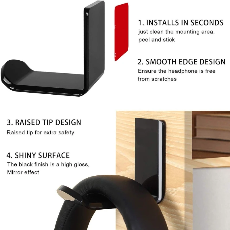 Soporte pared para auriculares en forma L, gancho para colgar auriculares, Universal, duradero, fácil instalar, para co