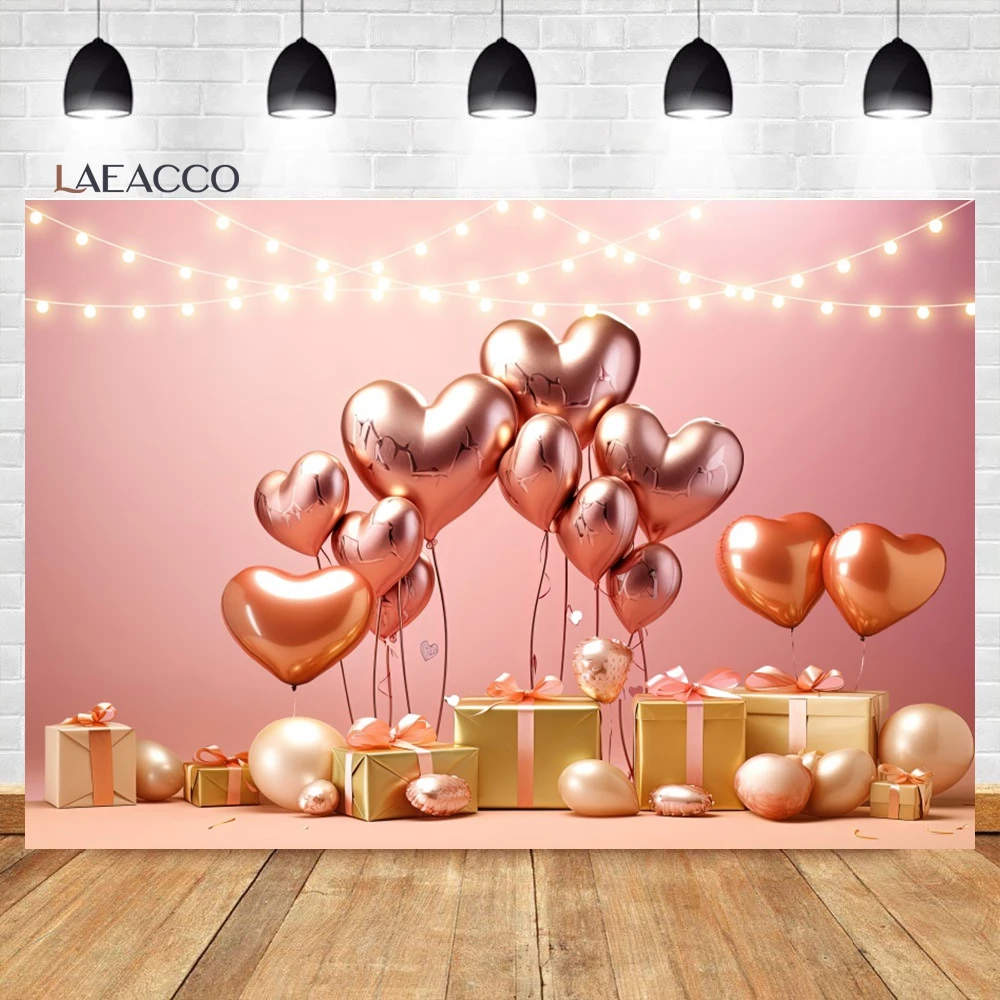 Laeacco Kids 1st Birthday Photography Background Pink Floral Rainbow Balloons Baby Shower Newborn Cake Smash Portrait Bacdrop