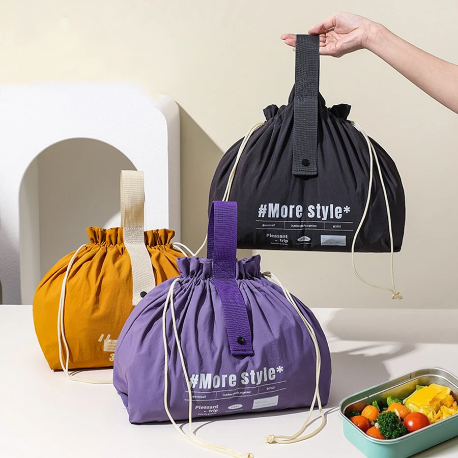 

Canvas Lunch Bag Bento Box Handbag Outdoor Portable Picnic Dinner Container School Fresh Keeping Food Storage Tote Accessories